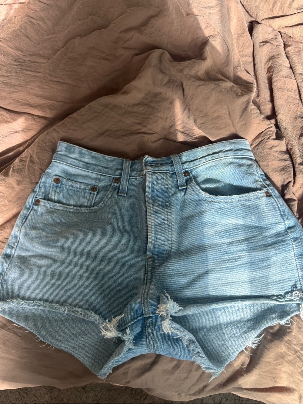 Levi's Distressed High-Rise Denim Shorts